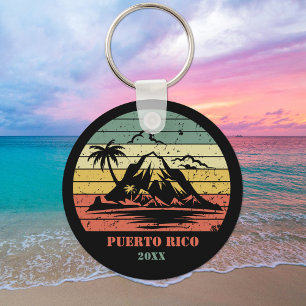 Personalized Retro Puerto Rico  Keychain