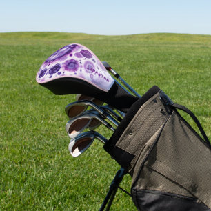 Personalized Retro Purple Violet Pink Art Pattern Golf Head Cover