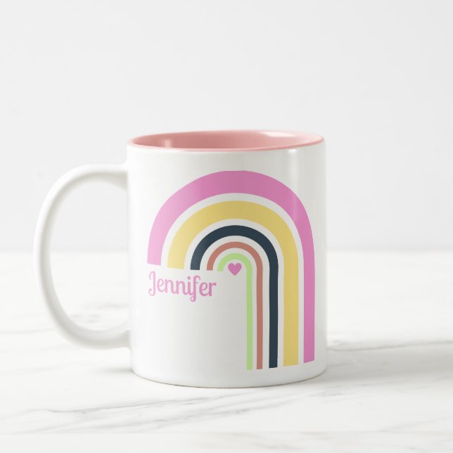 Personalized Retro Rainbow | Boho Pink Cup Gift  (Left)