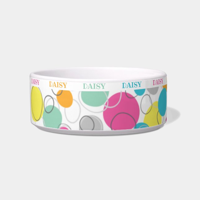 Personalized Retro Rainbow Circles Bowl (Left)