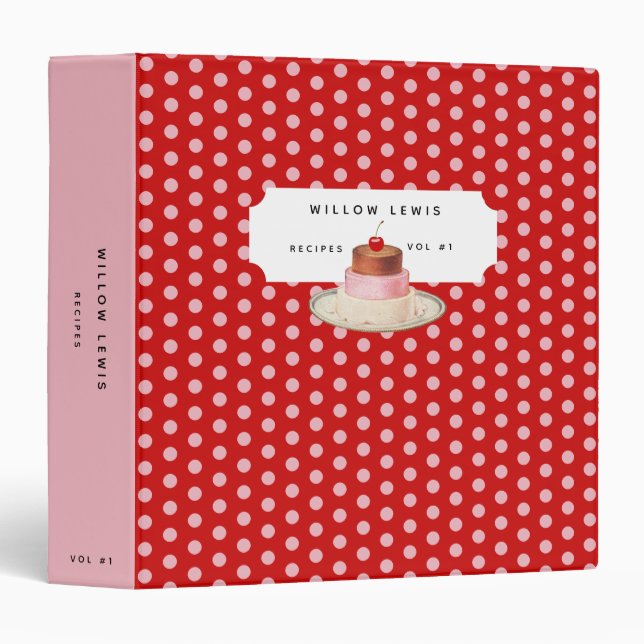 Personalized Retro Recipe Cookbook  Binder (Front/Spine)