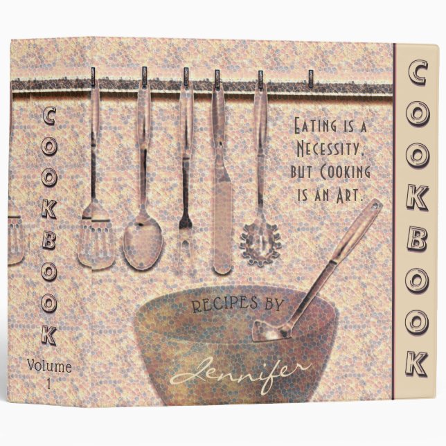 Personalized Retro Recipe Cookbook Binder (Front/Spine)