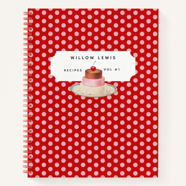 Personalized Retro Recipe Cookbook Notebook (Front)