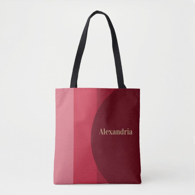 Personalized Retro Red Stripe Tote Bag (Front)