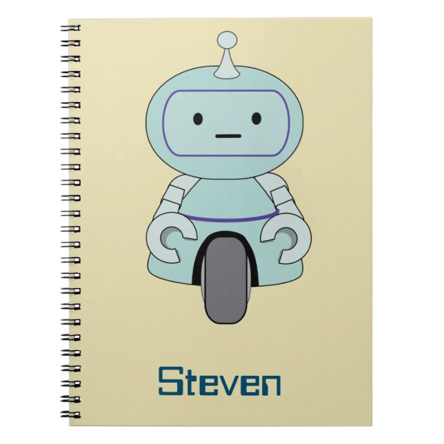 Personalized Retro Robot Illustration Notebook (Front)
