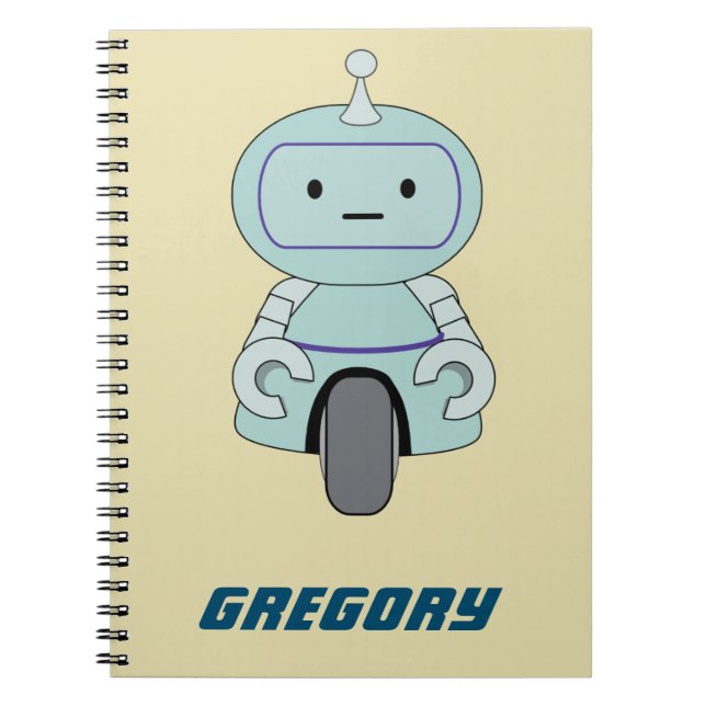 Personalized Retro Robot Illustration Notebook (Front)