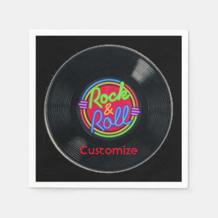 Personalized Retro Rock and Roll Vinyl Napkins
