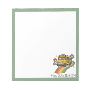 Personalized Retro School Bus Teacher Notepad