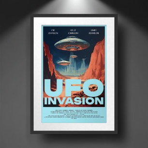 Personalized Retro Sci Fi UFO Home Theatre Movie Poster