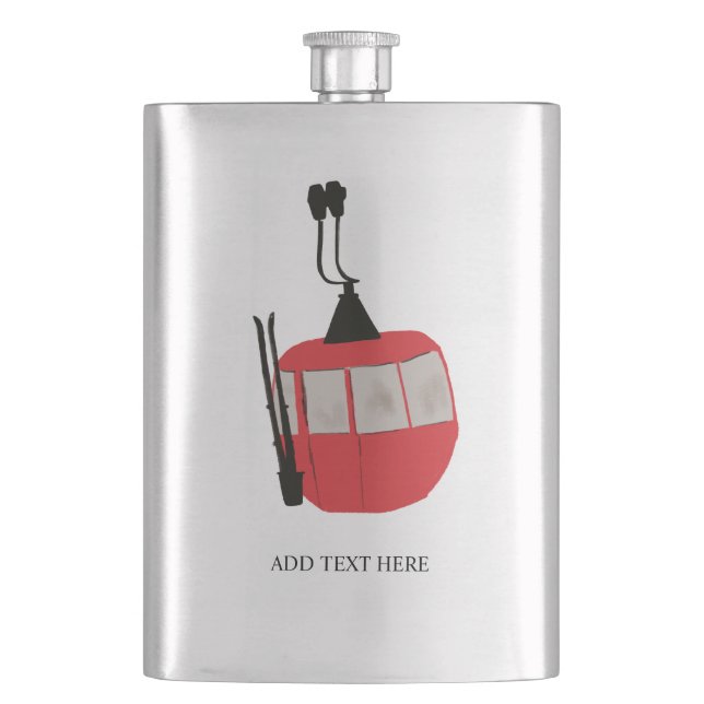 Personalized Retro Ski Lift Skiing Snow Mountain  Hip Flask (Front)