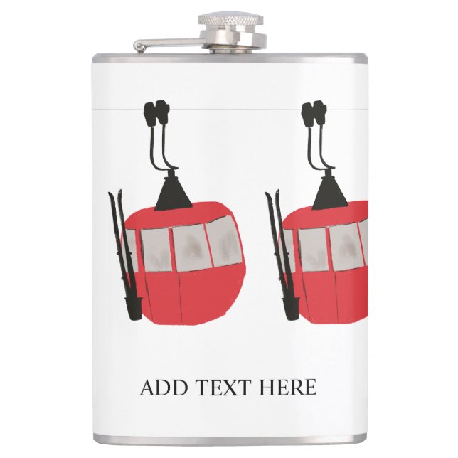 Personalized Retro Ski Lift Skiing Snow Mountain  Hip Flask (Front)