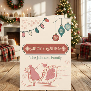 Personalized Retro Sleigh Christmas Holiday Card
