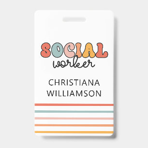Personalized Retro Social Worker Badge