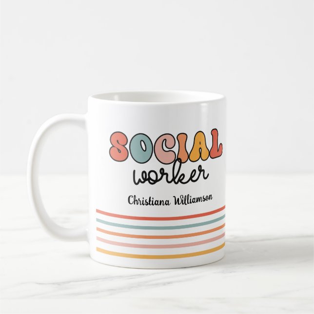 Personalized Retro Social Worker Coffee Mug (Left)