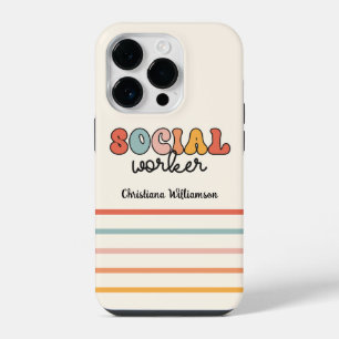 Personalized Retro Social Worker iPhone 14 Pro Case