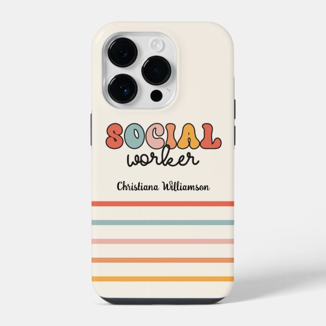 Personalized Retro Social Worker iPhone Case (Back)