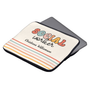Personalized Retro Social Worker Laptop Sleeve
