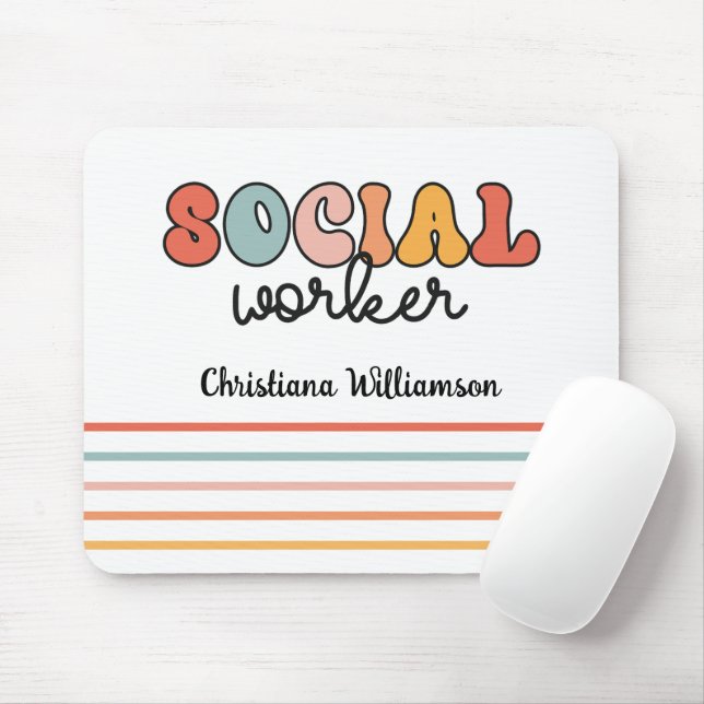 Personalized Retro Social Worker Mouse Pad (With Mouse)