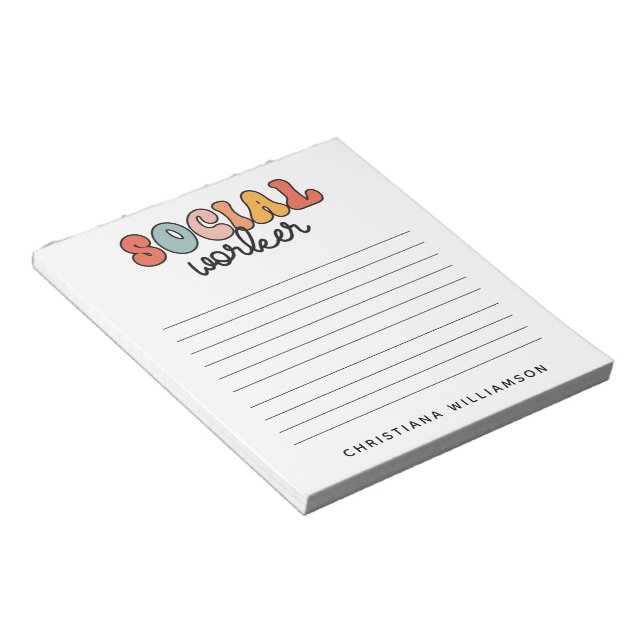 Personalized Retro Social Worker Notepad (Angled)