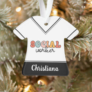 Personalized Retro Social Worker Ornament