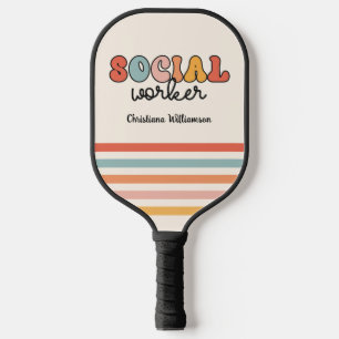 Personalized Retro Social Worker Pickleball Paddle
