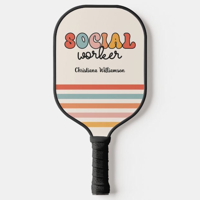 Personalized Retro Social Worker Pickleball Paddle (Front)