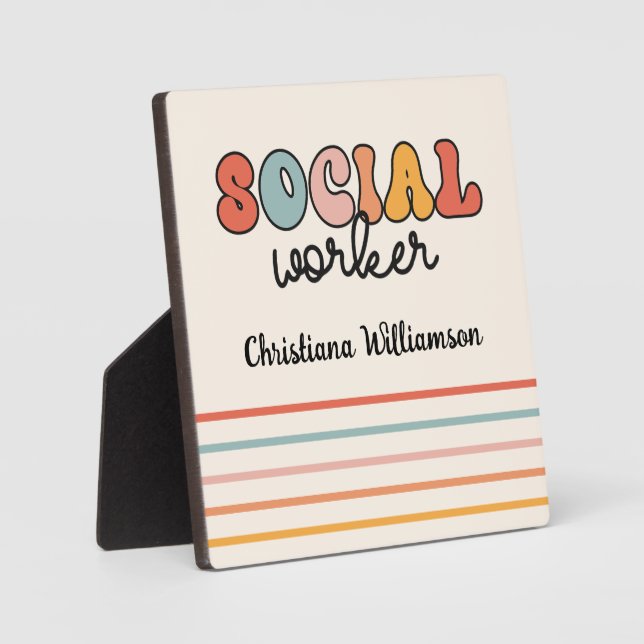 Personalized Retro Social Worker Plaque (Front)