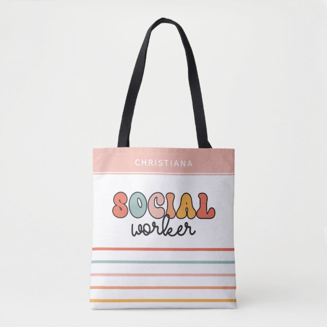 Personalized Retro Social Worker Tote Bag (Front)
