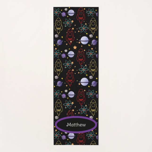 Personalized Retro Space Exercise Yoga Mat (Front)