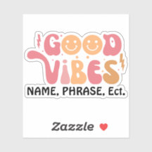 Personalized Retro Sticker | Good Vibes Sticker |