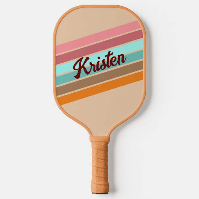 Personalized Retro Stripe Pickleball Paddle (Front)
