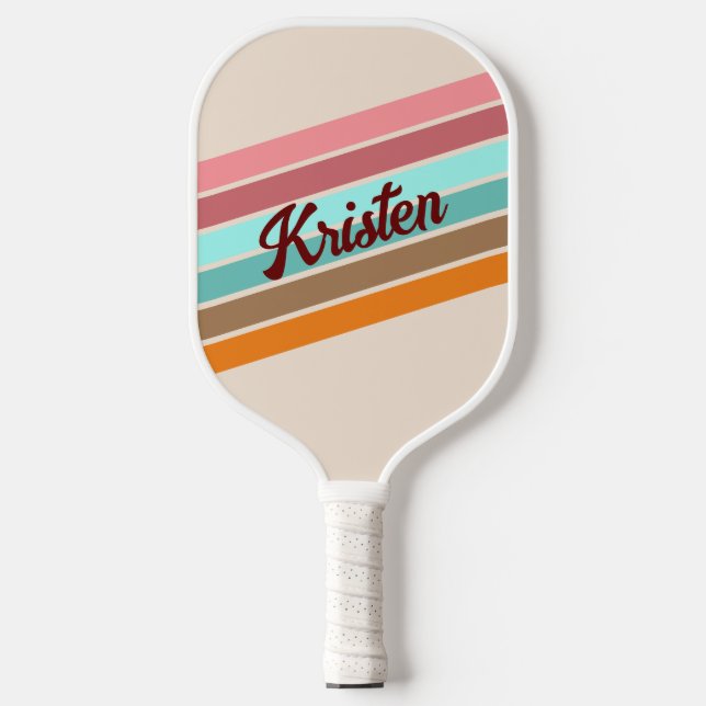 Personalized Retro Stripe Pickleball Paddle (Front)