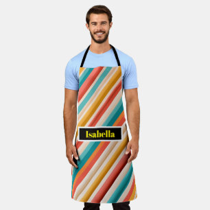 Personalized Retro Striped All-Over Apron