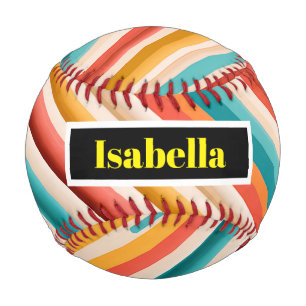 Personalized Retro Striped Baseball Colourful