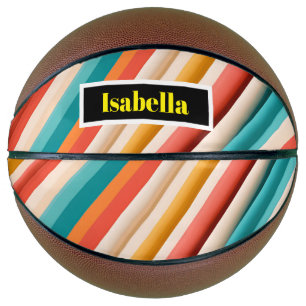 Personalized Retro Striped Basketball Colourful