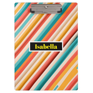 Personalized Retro Striped Clipboard   Colourful 
