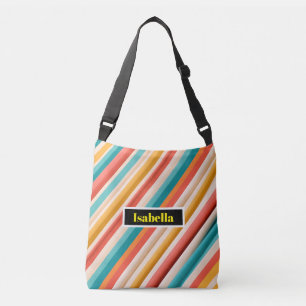 Personalized Retro Striped Cross-Body Bag