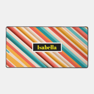 Personalized Retro Striped Desk Mat   Colourful  