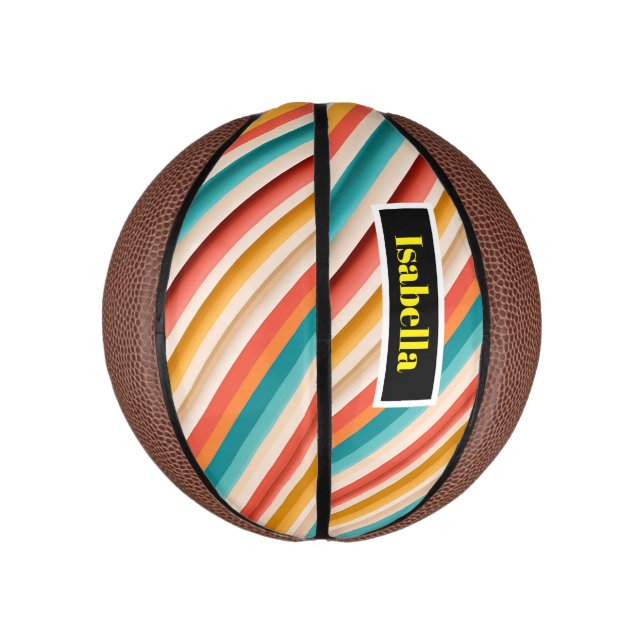 Personalized Retro Striped Mini Basketball (Vertical)