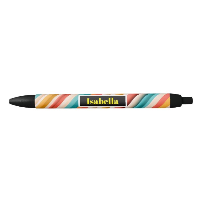 Personalized Retro Striped Pattern Pen | Colourful (Front)
