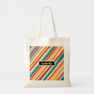 Personalized Retro Striped Pattern Tote Colourfu Bag
