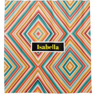 Personalized Retro Striped Shower Curtain