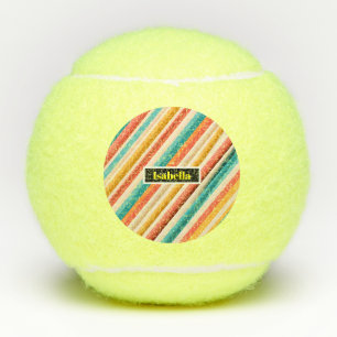Personalized Retro Striped Tennis Balls   Colourfu