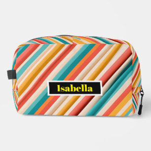Personalized Retro Striped Toiletry Bag   Colourfu