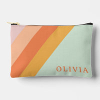 Personalized Retro Stripes Mint Peach Pastel