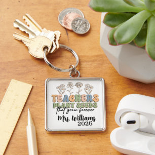 Personalized Retro Style Teacher Keychain