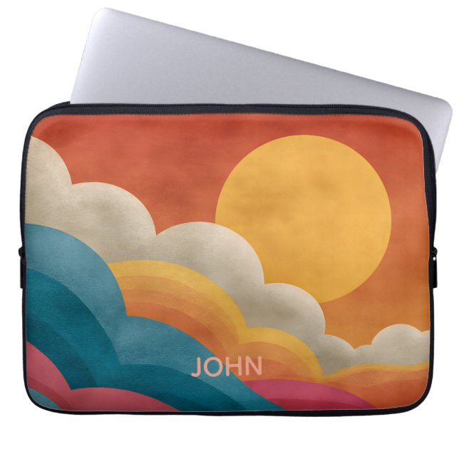 Personalized Retro Sunset Laptop Sleeve | Custom  (Front)