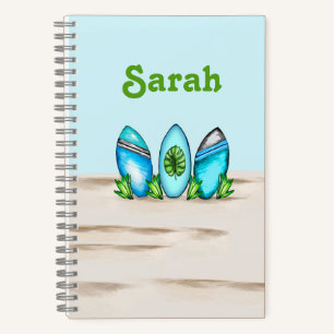 Personalized Retro Surfboards Notebook