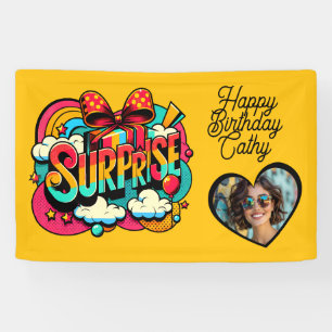 Personalized Retro Surprise Pop Art Party Birthday Banner