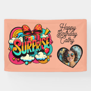Personalized Retro Surprise Pop Art Party Birthday Banner